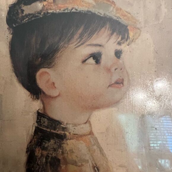 Vintage MCM M.Medeiros 60’s Framed Boy and Dog Painting Print - Picture 3 of 7